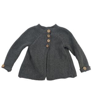 Pretty Girl Girl's Gray Chunky Knit 100% Cotton Cardigan Sweater Baby 12-18M